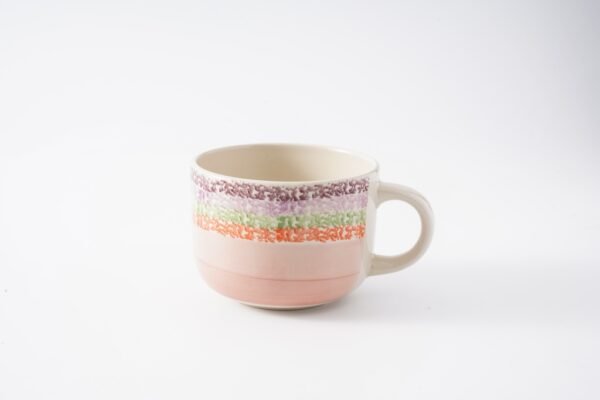 Rustic Hand-Painted Ceramic Dinnerware Set – Vibrant Rainbow Tones - 图片 5