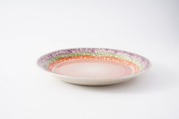 Rustic Hand-Painted Ceramic Dinnerware Set – Vibrant Rainbow Tones - 图片 4