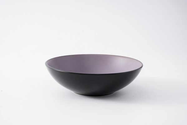 Lavender & Black Ceramic Dinnerware Set – Unique Dual-Tone Design - 图片 5
