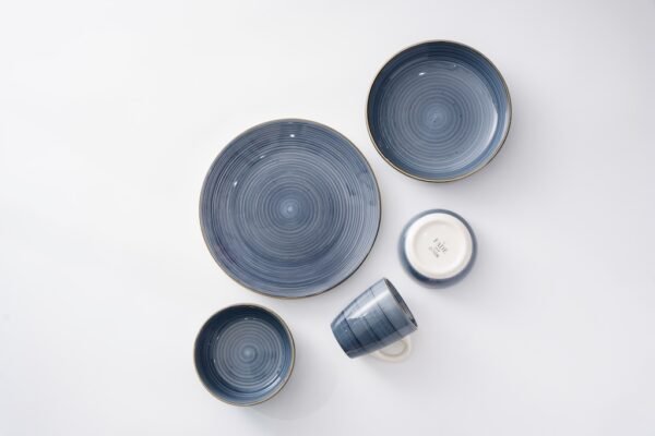 Blue Handmade Ceramic Platters Diner Set