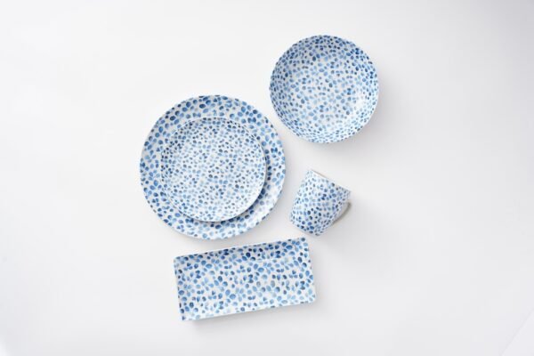 Blue Dots Floral Ceramic Dinner Set
