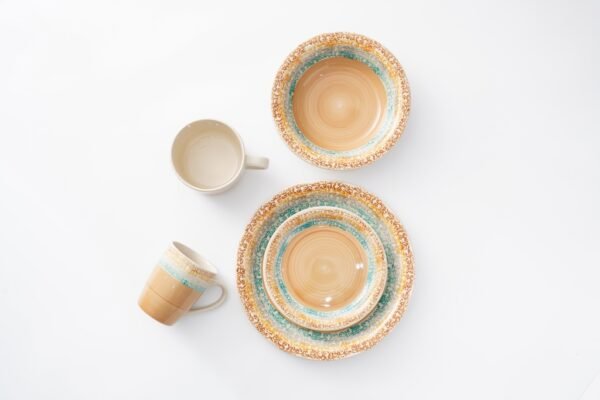 Rustic Hand-Painted Ceramic Dinnerware Set – Vibrant Earthy Tones