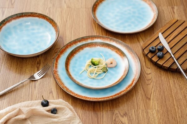 Rustic Blue Ceramic Plates – Earthy Charm and Elegance - 图片 2