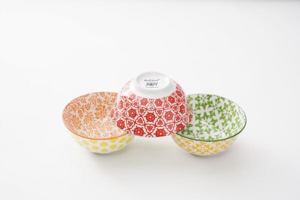 Hand-Painted Floral Ceramic Bowls – Multicolor Set of 4