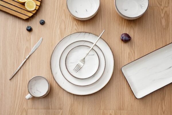 Grey-Black Dual-Tone Ceramic Tableware Set – Bold Elegance - 图片 2