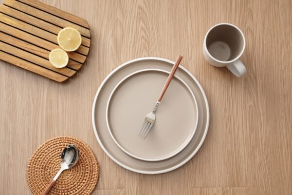 Taupe Matte Ceramic Dining Set – Neutral Sophistication - 图片 2