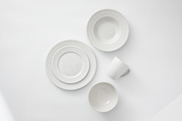 Textured White Porcelain Dinnerware Set