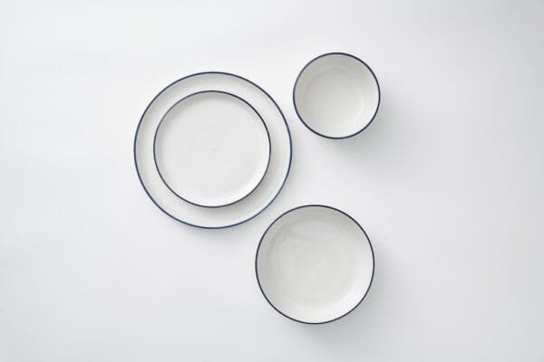Classic Blue Rim White Porcelain Dinnerware Set