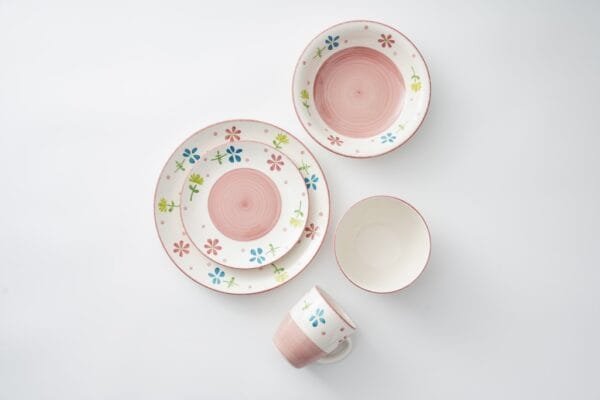 Handpainted tableware colorful flower pattern dinner set mug and saucer