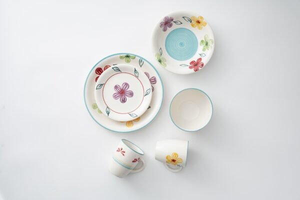 Handpainted tableware colorful flower pattern dinner set mug and saucer - 图片 2
