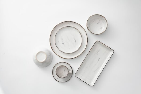 Grey-Black Dual-Tone Ceramic Tableware Set – Bold Elegance