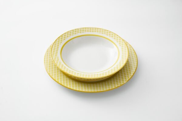 Plaid Ceramic Dinner Set – Pastel Hues for Everyday Charm - 图片 4