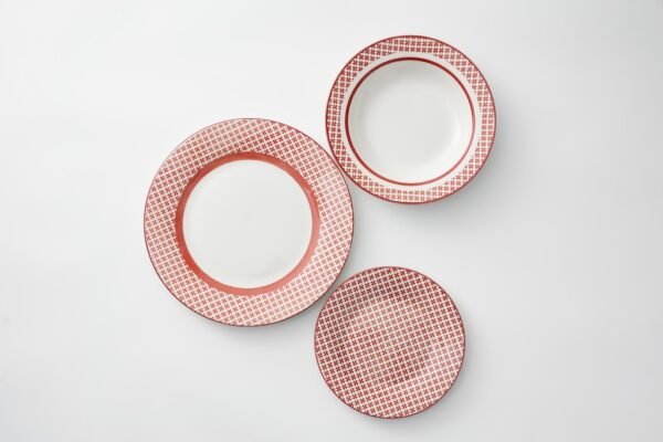 Plaid Ceramic Dinner Set – Pastel Hues for Everyday Charm - 图片 3