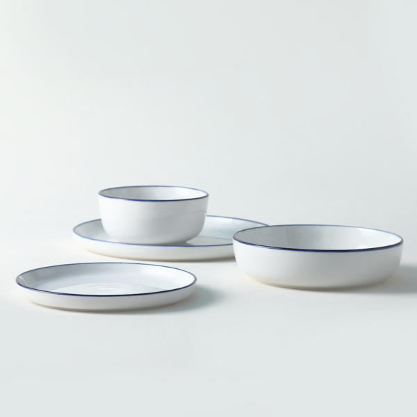 Classic Blue Rim White Porcelain Dinnerware Set - 图片 8