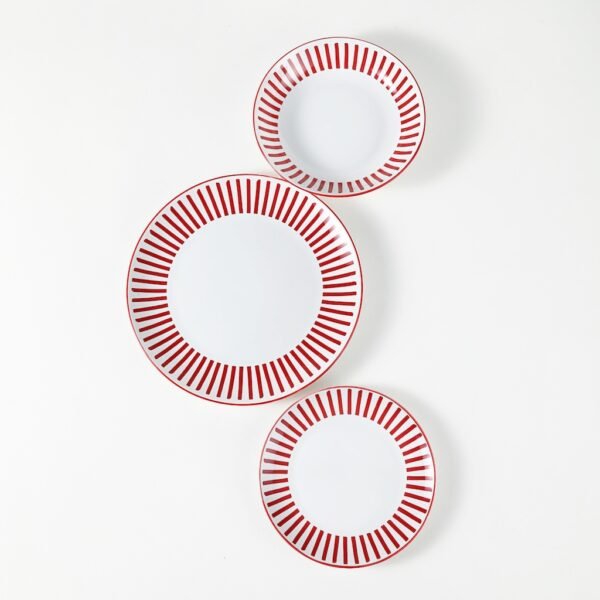 Red Striped Ceramic Plates & Bowls Set - Wholesale Dinnerware for Restaurants - 图片 4