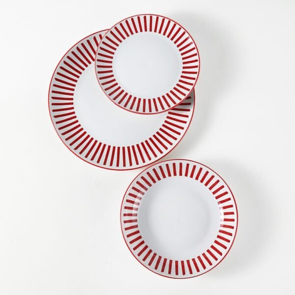 Red Striped Ceramic Plates & Bowls Set - Wholesale Dinnerware for Restaurants - 图片 3