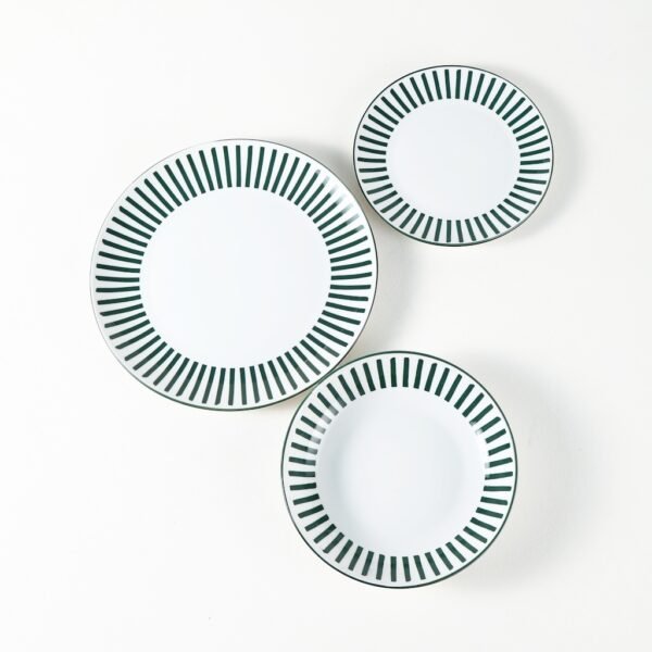 Green Striped Ceramic Plates & Bowls Set - Wholesale Dinnerware for Hotels - 图片 2