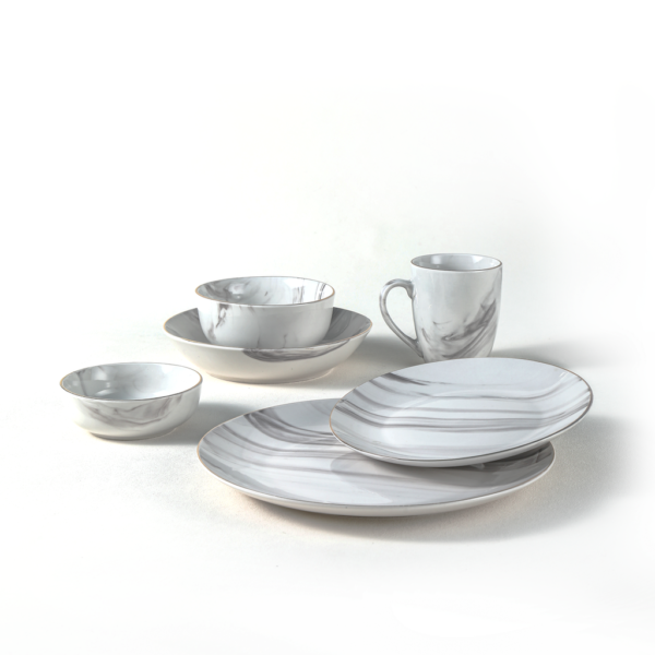 Marble Pattern Ceramic Plates, Bowls & Cups Set - Wholesale Dinnerware Collection - 图片 3
