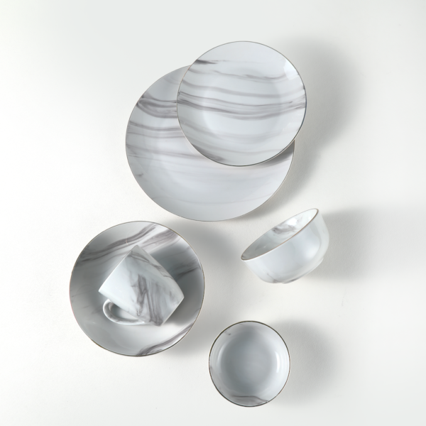 Marble Pattern Ceramic Plates, Bowls & Cups Set - Wholesale Dinnerware Collection - 图片 4