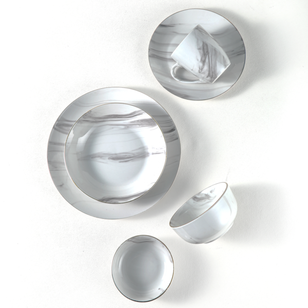 Marble Pattern Ceramic Plates, Bowls & Cups Set - Wholesale Dinnerware Collection - 图片 2