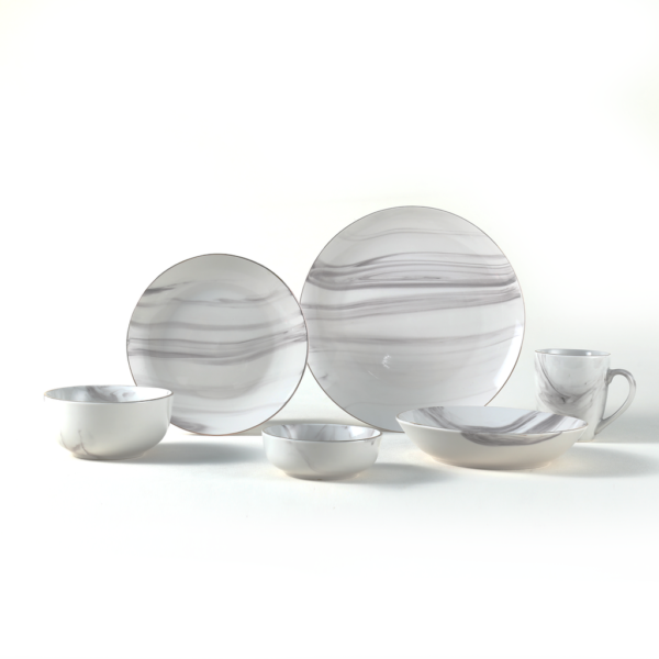 Marble Pattern Ceramic Plates, Bowls & Cups Set - Wholesale Dinnerware Collection
