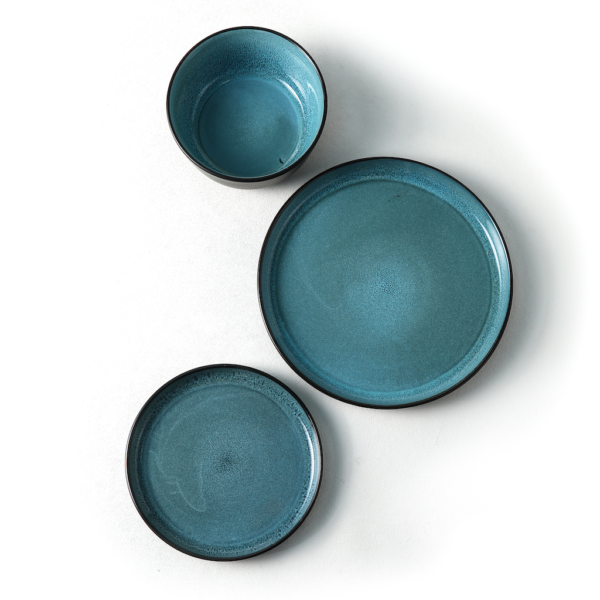 Teal Ceramic Plates & Bowls Set - Wholesale Dinnerware Collection - 图片 3