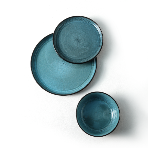 Teal Ceramic Plates & Bowls Set - Wholesale Dinnerware Collection - 图片 2