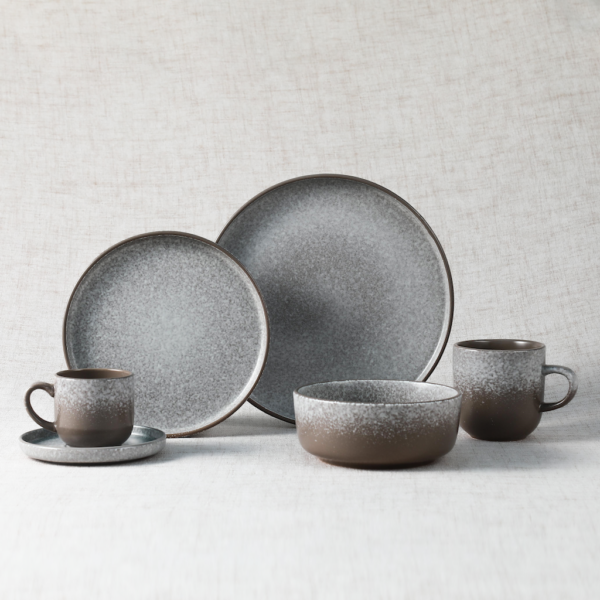 Grey Speckled Ceramic Dinnerware Set – Modern Minimalist Style