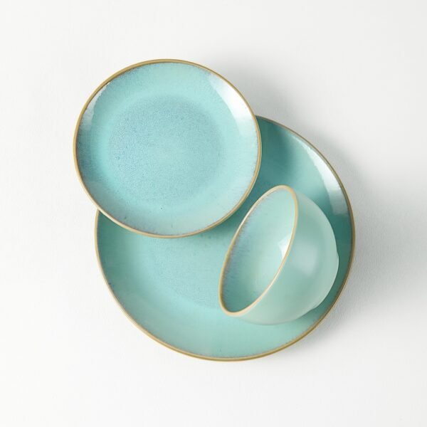 Light Blue Ceramic Plates & Bowls Set - Wholesale Dinnerware Collection - 图片 3