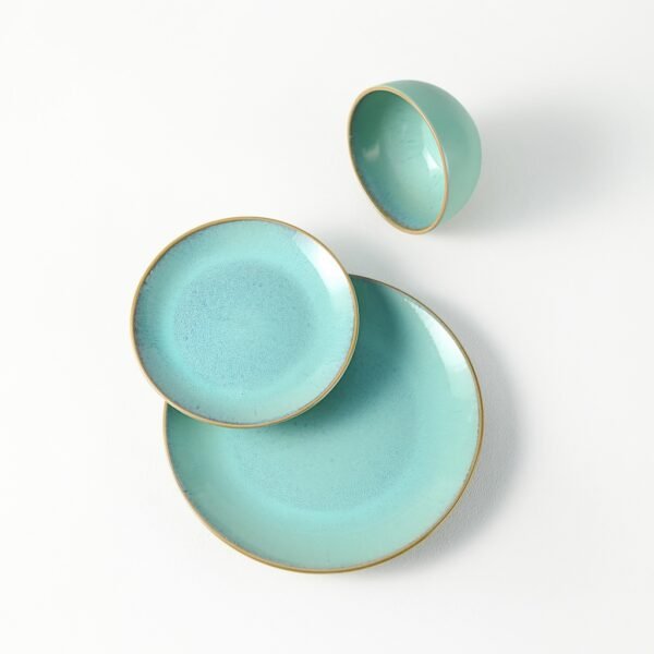 Light Blue Ceramic Plates & Bowls Set - Wholesale Dinnerware Collection - 图片 2