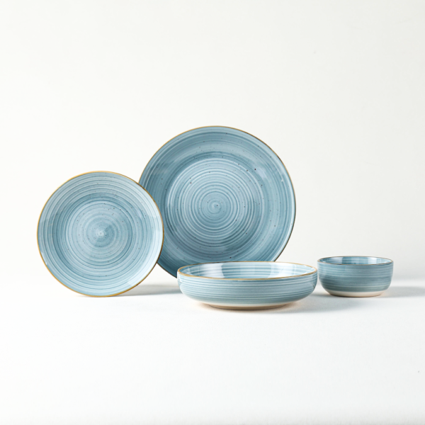 Elegant Hand-Painted Ceramic Dinnerware with Gold Rim
