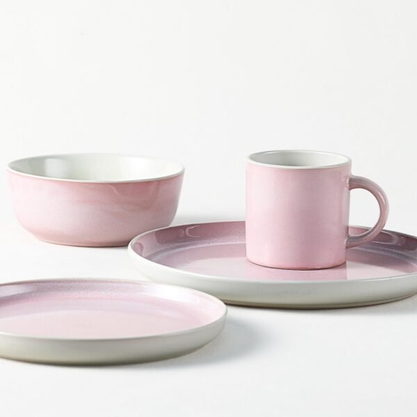 Pink Ceramic Plates & Cups Set - Elegant Wholesale Dinnerware - 图片 4