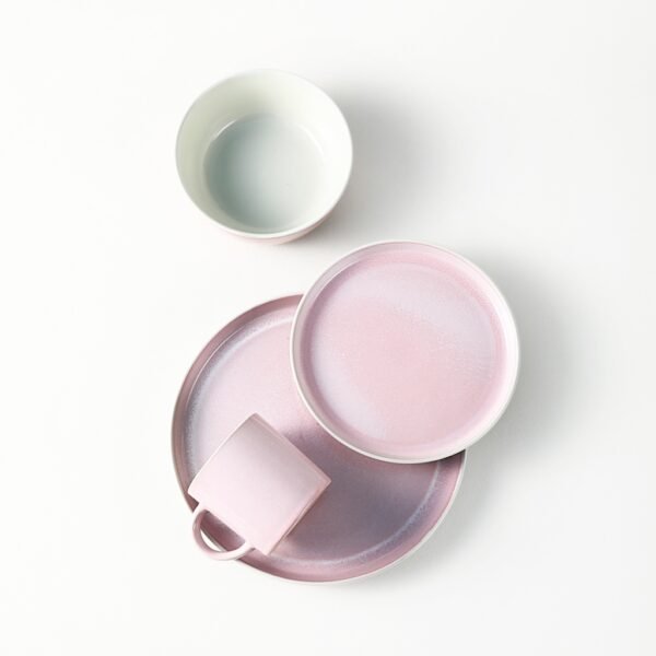 Pink Ceramic Plates & Cups Set - Elegant Wholesale Dinnerware - 图片 3