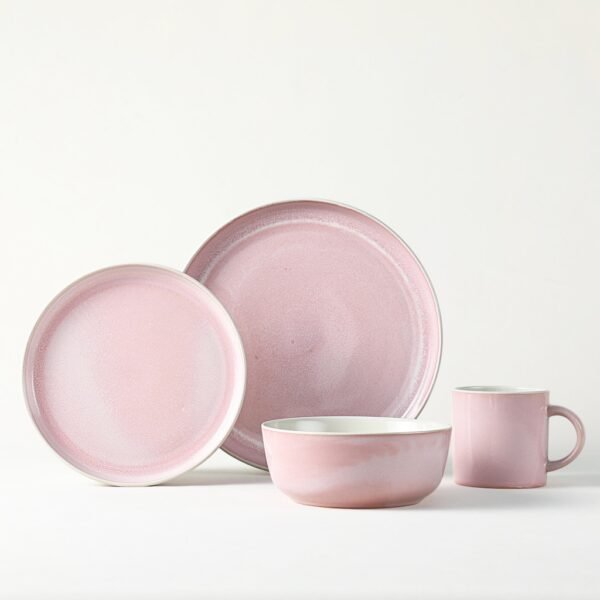 Pink Ceramic Plates & Cups Set - Elegant Wholesale Dinnerware