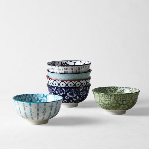Colorful Geometric Ceramic Bowls Set - 图片 2