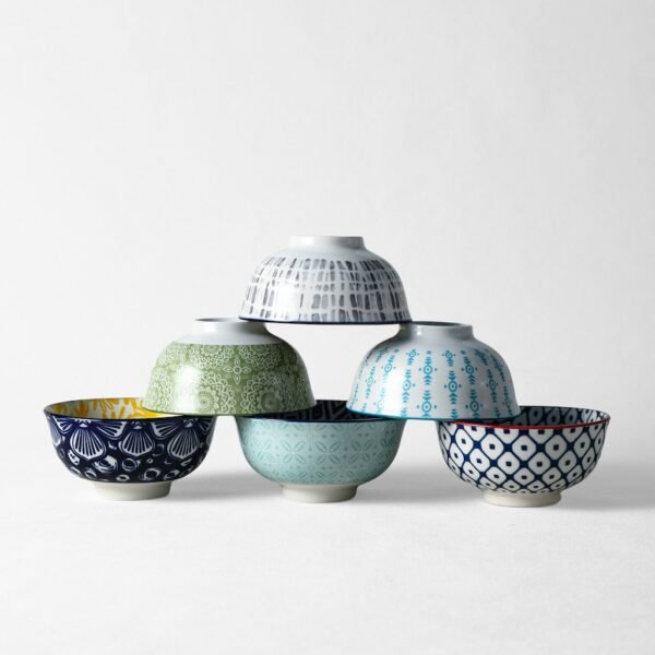Colorful Geometric Ceramic Bowls Set